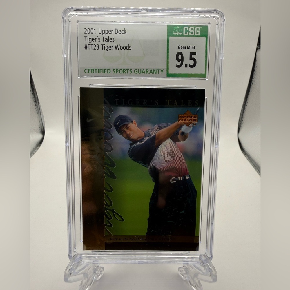 2001 Upper Deck Tiger Tales TT23 Tiger Woods RC CSG Gem Mint 9.5 Crystal Clear